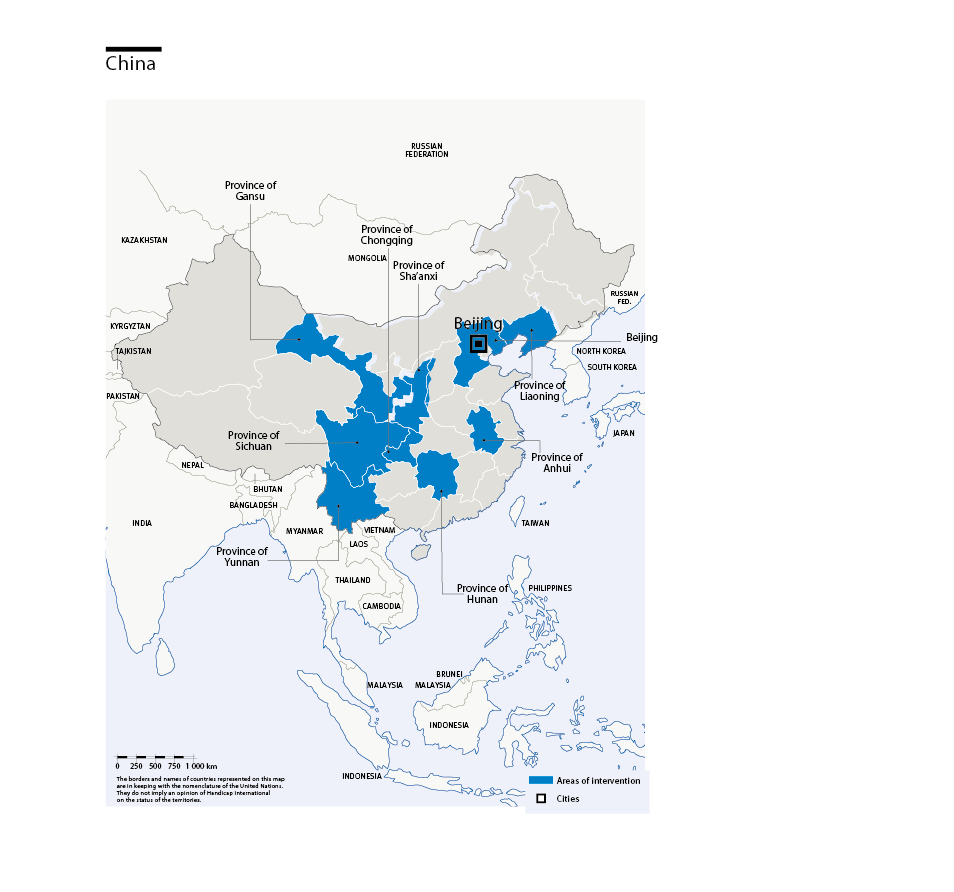Kaart van HI-interventies in China