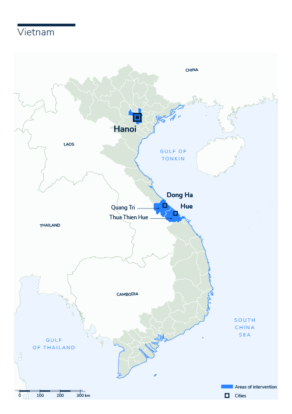 Kaart van HI-interventies in Vietnam