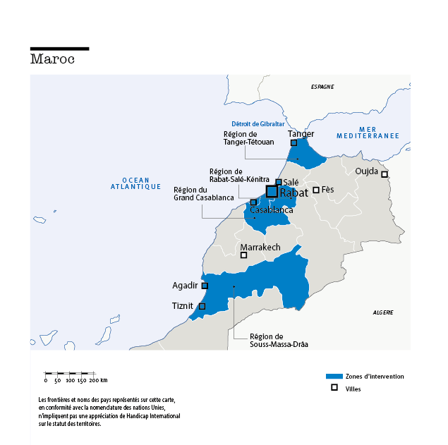 Kaart van HI-interventies in Marokko