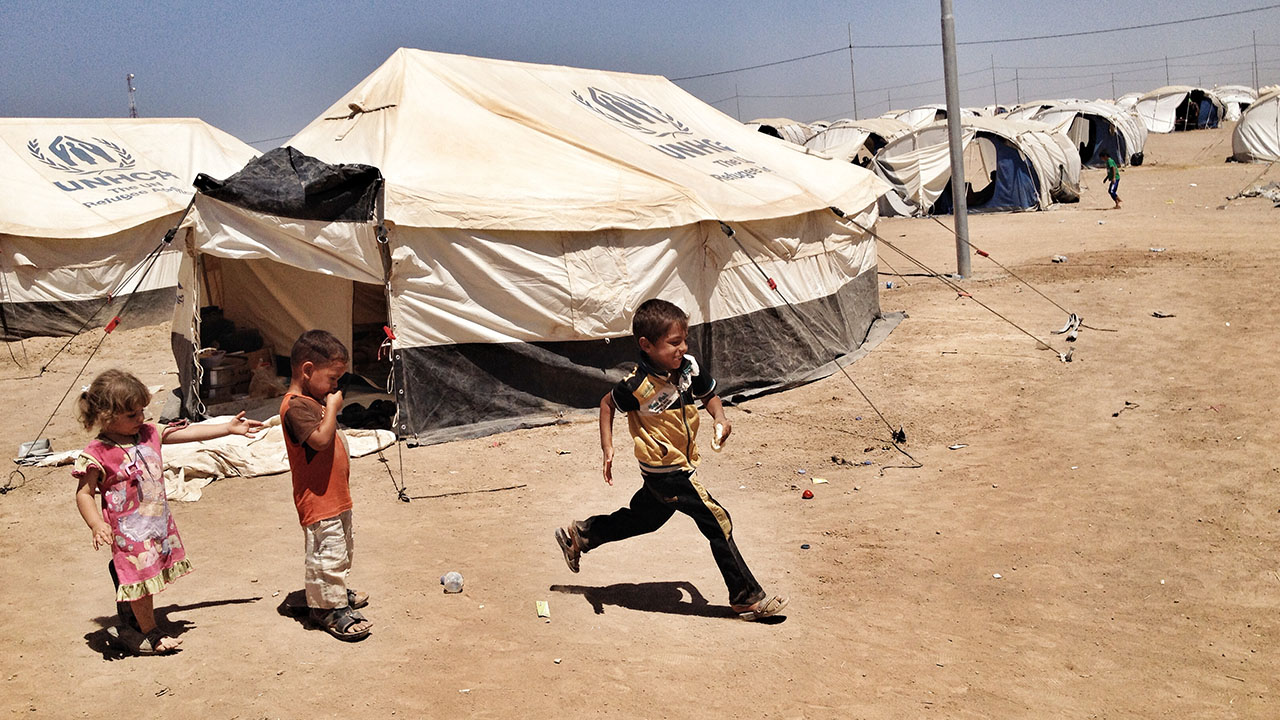 Kamp Khazir, waar Handicap International de kwetsbaarste ontheemde Irakezen helpt.