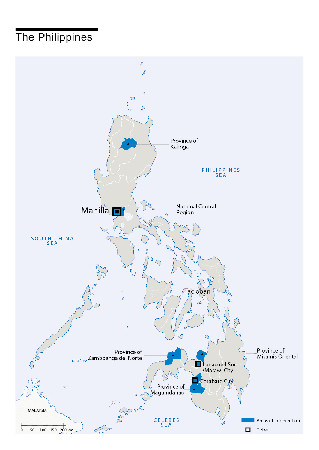Kaart van HI-interventies in de Filippijnen