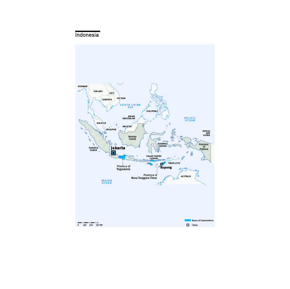 Kaart van HI-interventies in Indonesië