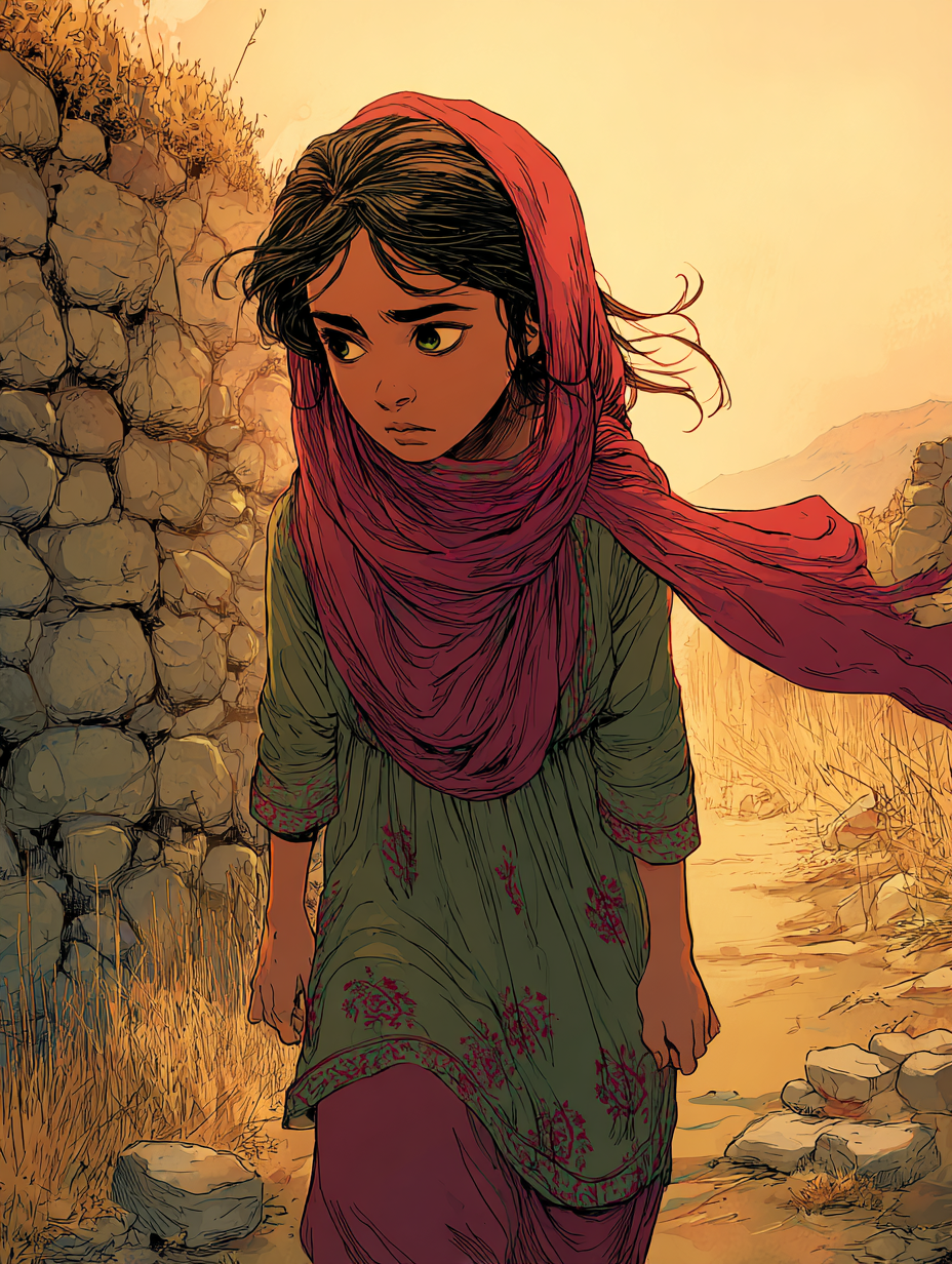 Aïda marche, l'air inquiet.