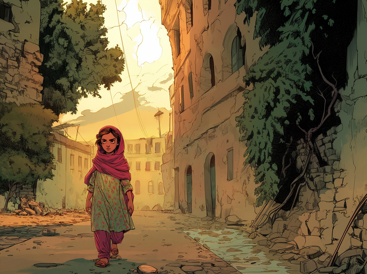 Aïda marche, le visage fermé, contrariée.