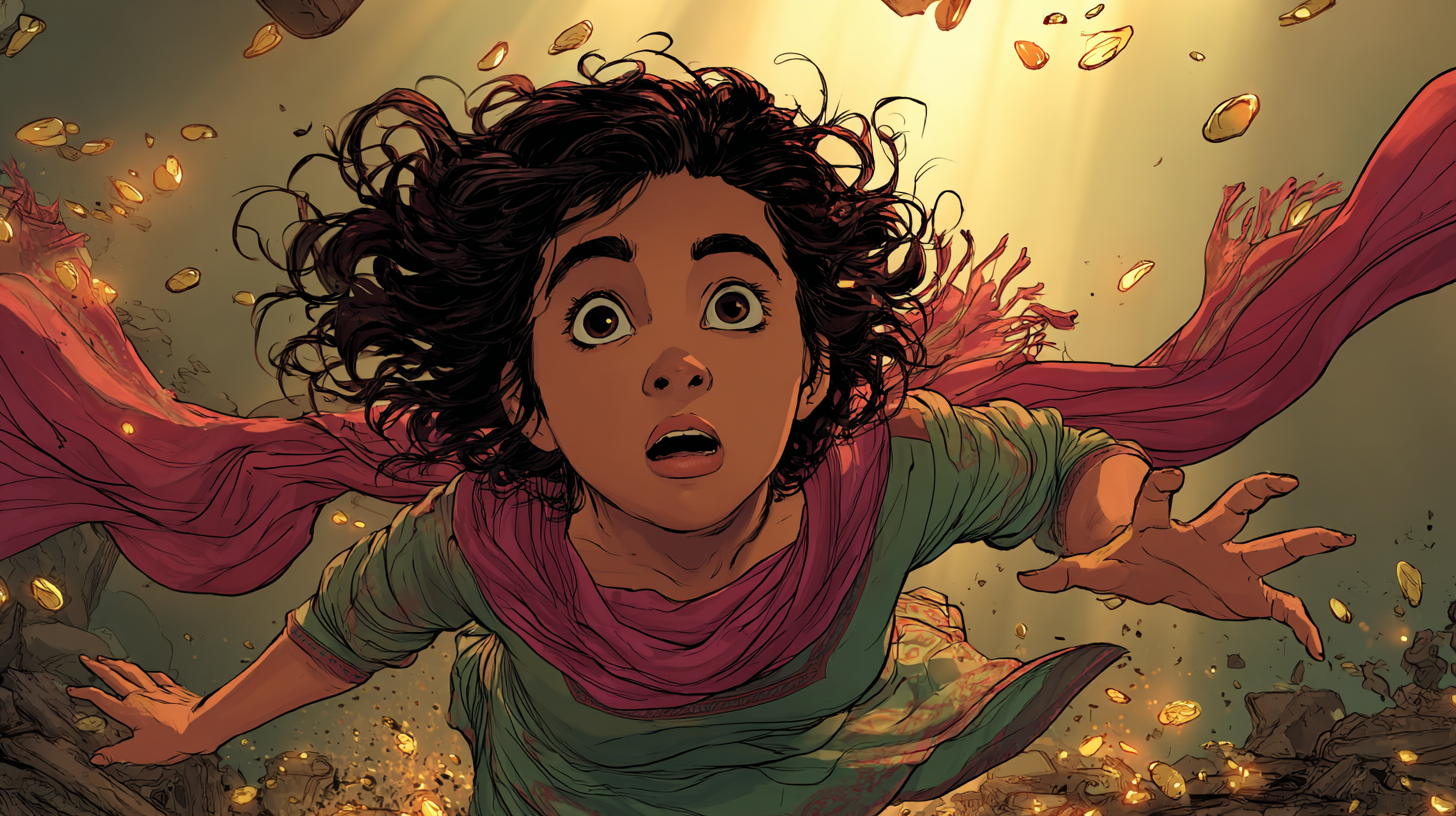 Aïda wordt door de explosie op de grond geslingerd.