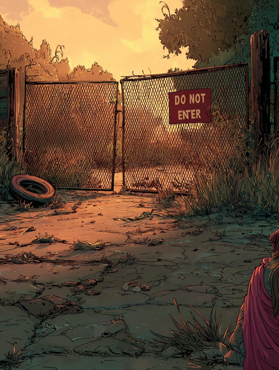 Een oude hekdeur met een bordje “Do not enter” (Niet toegankelijk)