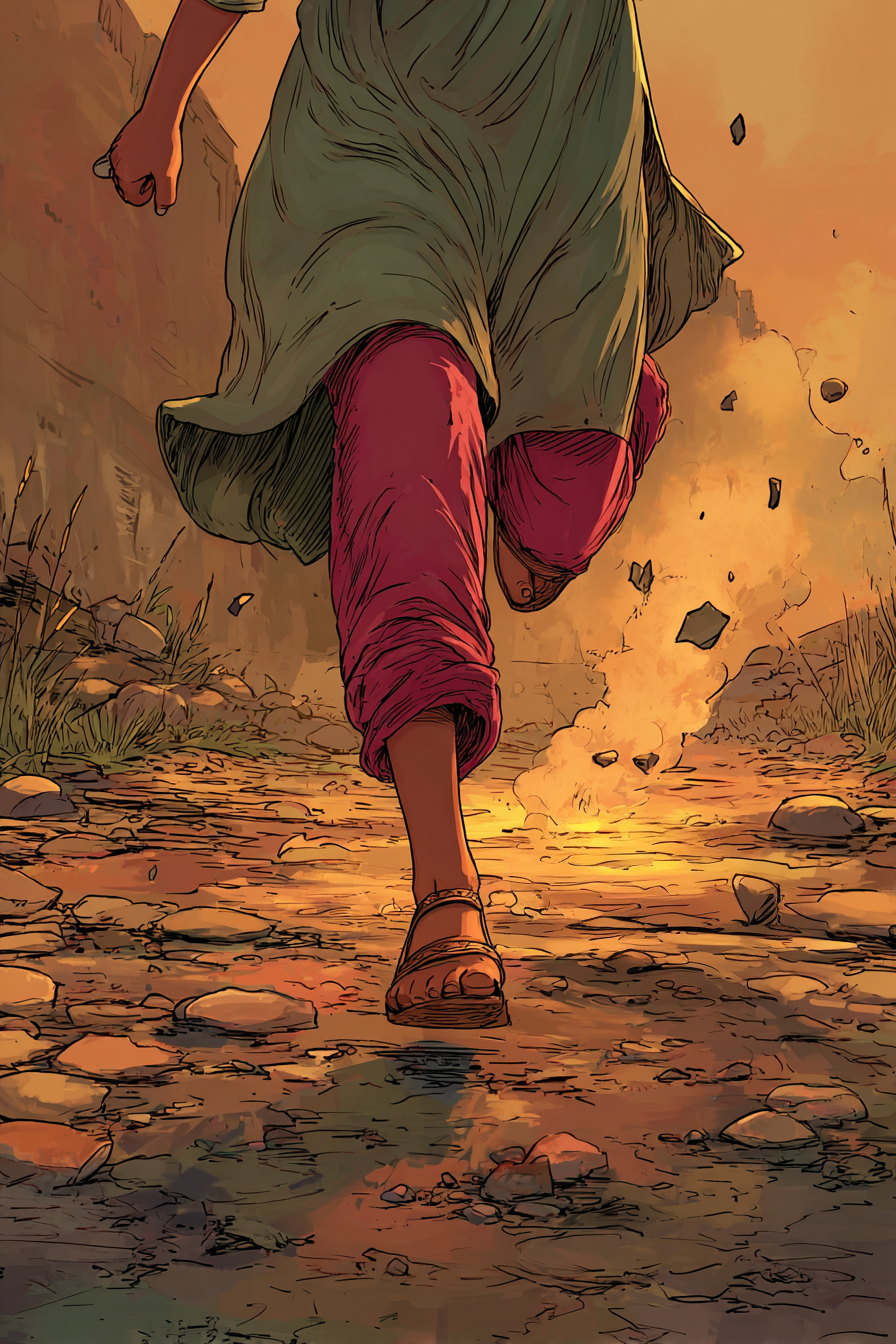 Aïda rent. Achter haar klinkt een explosie.