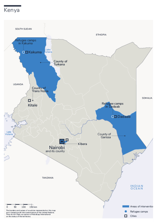 Kaart van HI-interventies in Kenia