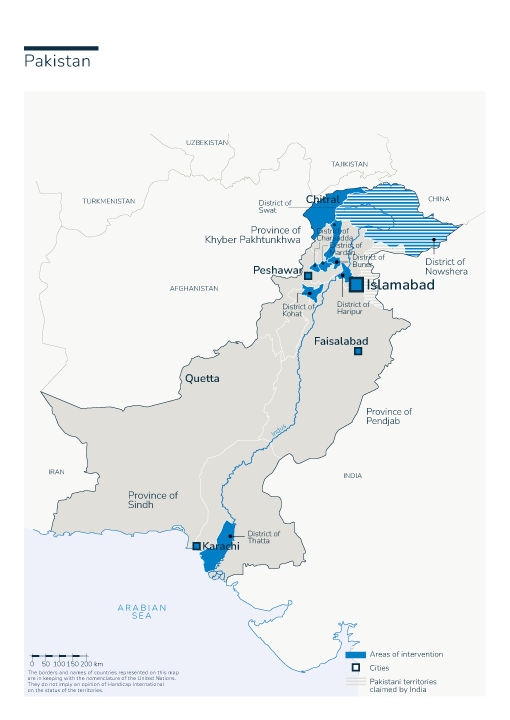 Kaart van HI-interventies in Pakistan