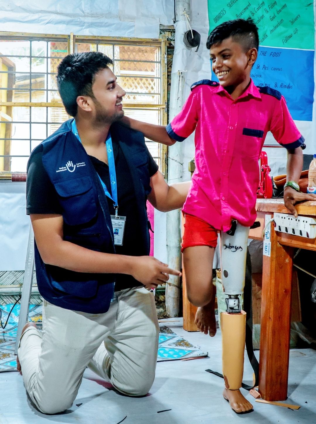 kid with his prosthetist