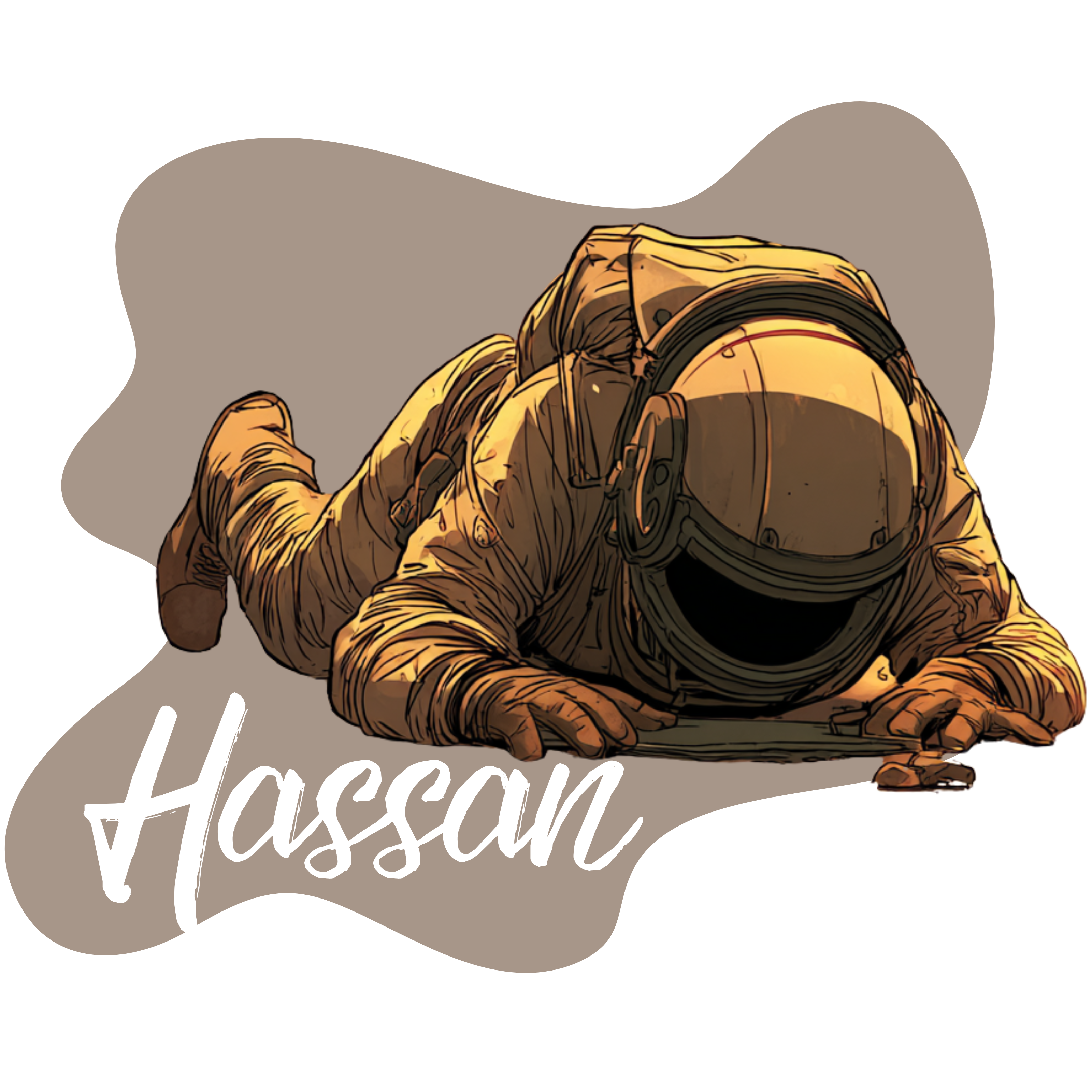 Hassan, homme adulte en tenue de démineur, allongé au sol