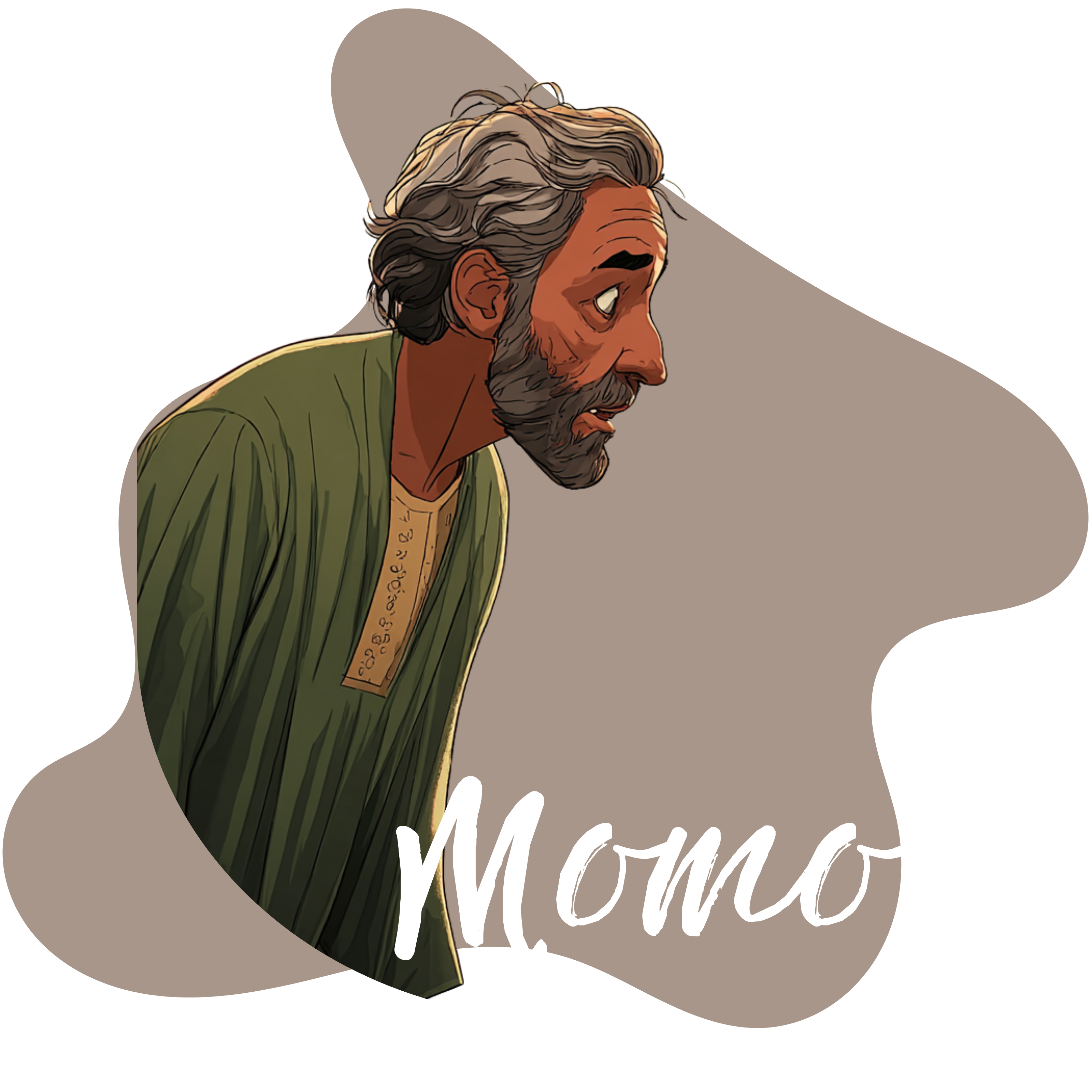 Portrait de Momo, un homme âgé aux cheveux grisonnant et avec une barbe